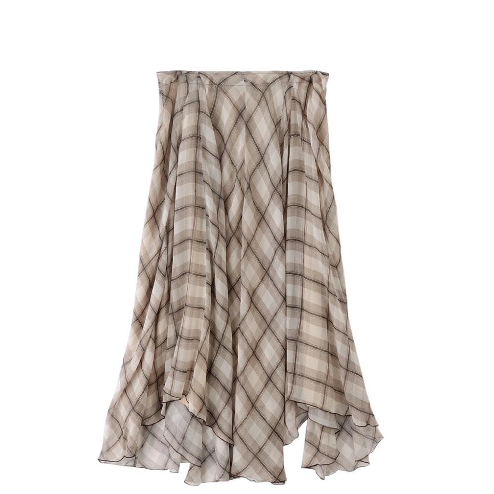 Plaid Maxi Skirt in Neutral Tones